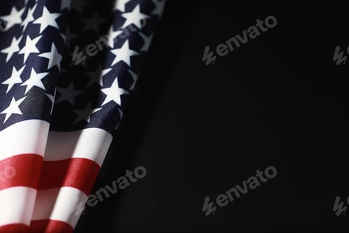 Preview: American Flag On A Mirror Background. Symbol Of The United States Of America. Star-Striped Flag On
