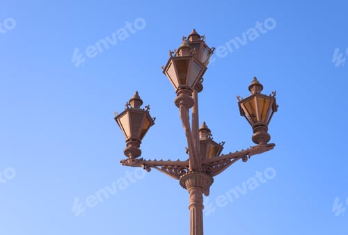 Preview: Street Lamp In The Old Style On Blue Sky Background In St.Petersburg, Russia.