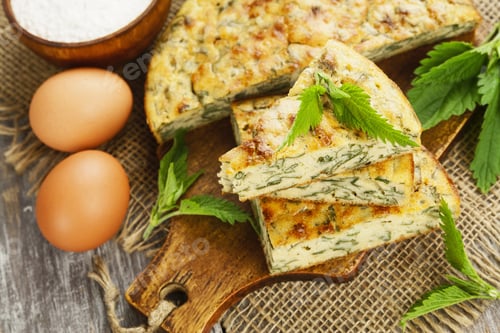 Preview: Pie With Nettle And Cheese On The Table
