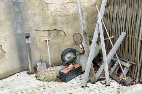 Preview: Wheelbarrow Tradesman Or Labourer Tools For Manual Hand Work In Construction Industry