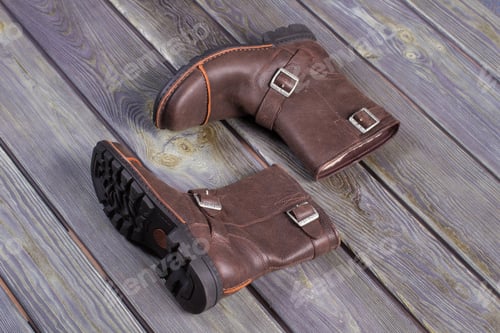 Preview: Beautiful Style Casual Shoes On A Wooden Background. Winter Boots.