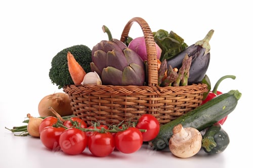 Preview: Heap Of Raw Vegetables On White