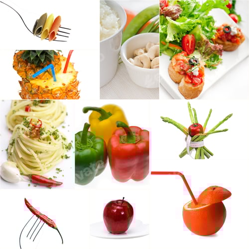 Preview: Organic Vegetarian Vegan Dietetic Food Collage Bright Mood