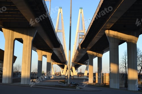 Preview: Cable-Stayed Bridge In St.Petersburg At Sunny Spring Evening, Russia.