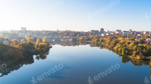 Preview: Drone With A Camera, Beautiful Summer Small River From A Height