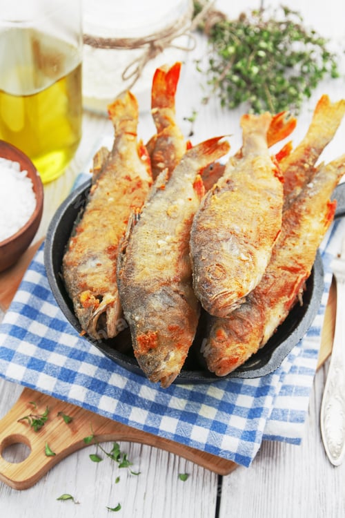Preview: Fried Fish In A Frying Pan On The Table