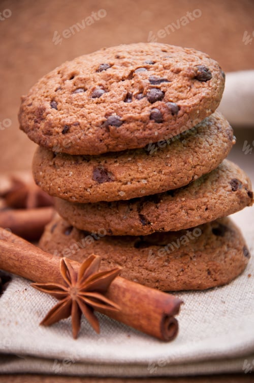 Preview: Cookies With Chocolate Closeup
