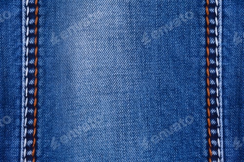 Preview: Blue Jeans Background With Folds Close-Up Image