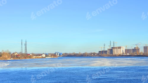 Preview: View Of Neva River And Microdistrict Ribatskoe On The Outskirts Of St. Petersburg At Winter Day