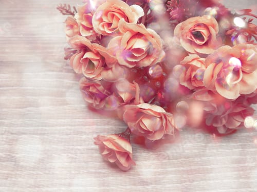 Preview: Rose Flower Background Love Wedding Card With Blurs Lights