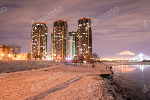 Preview: Microdistrict Ribatskoe At Night On The Outskirts Of St. Petersburg, Russia.