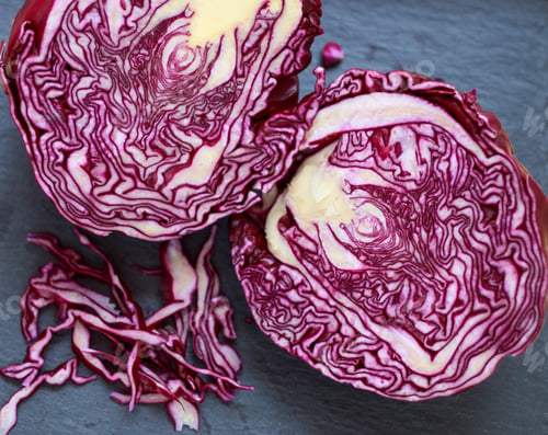 Preview: Fresh Organic Red Cabbage On The Black Board