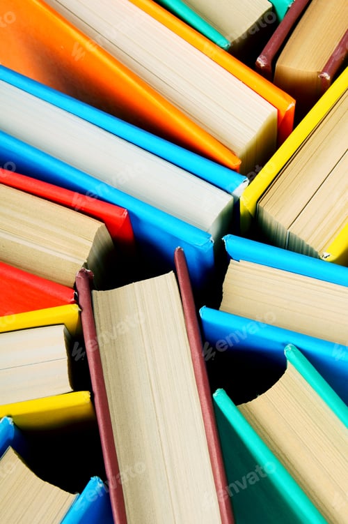 Preview: Multi-Coloured Books From Above. The Close Up.