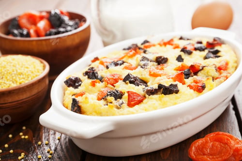 Preview: Millet Casserole With Dried Fruits On The Table
