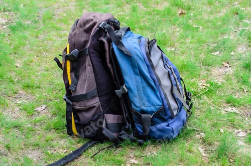Preview: Two Touristic Backpacks On The Green Grass