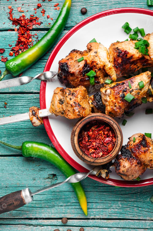 Preview: Skewers Of Pork Shish Kebab.Barbecue Skewers With Juicy Meat
