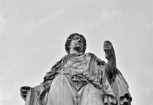 Preview: The Sculpture Farnese Flora In Alexander Garden In St.Petersburg, Russia. Black And White.