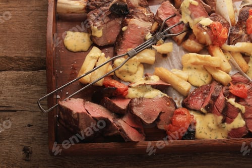 Preview: Cooked Beef Steak On Platter