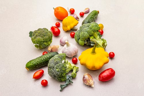 Preview: Cooking Food Background With Fresh Vegetables. Autumn Harvest Ingredients, Preparation Healthy Meal