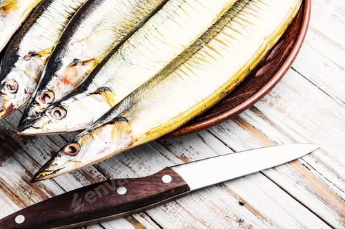 Preview: Smoked Fish.Appetizing Smoked Fish.Hot Smoked Fresh Fish