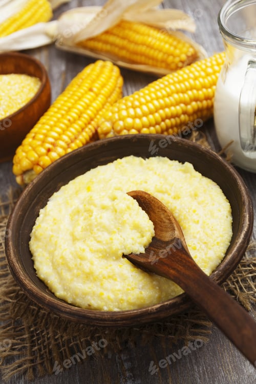 Preview: Fresh Corn Meal In The Plate On The Table