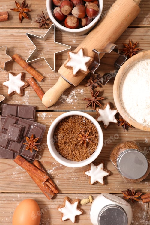 Preview: Gingerbread Cookie With Ingredients