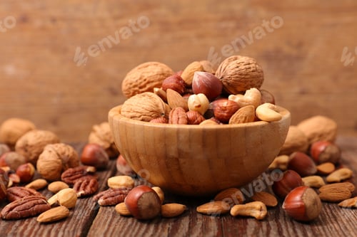 Preview: Bowl With Assorted Of Nuts Fruits