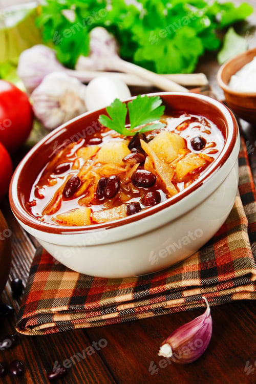 Preview: Cabbage Soup With Red Beans.Traditional Russian Cuisine
