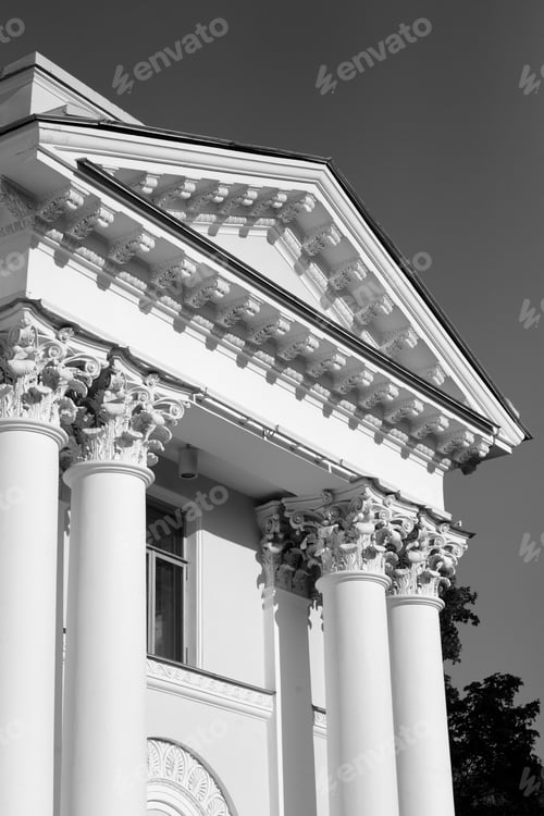 Preview: Fragment Of Yelagin Palace In St. Petersburg, Russia. Black And White.