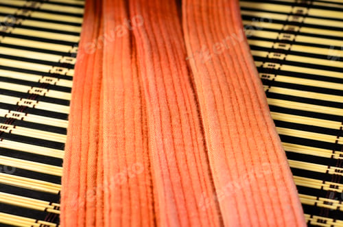 Preview: Martial Arts Orange Belt On A Bamboo Mat