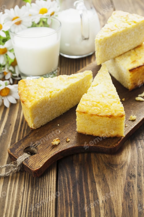 Preview: Casserole With Millet And Curd On The Wooden Table