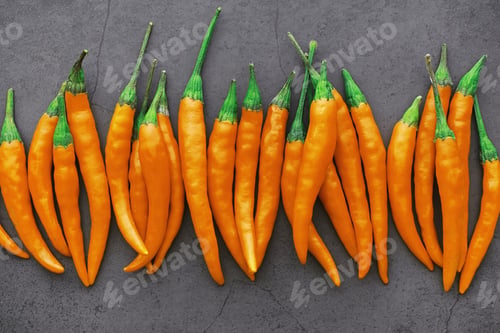 Preview: Hot Orange Pepper. Chilean Pepper On A Black Background.
