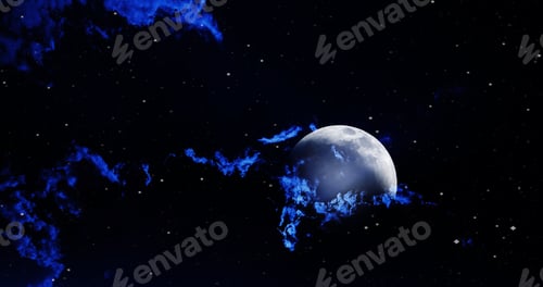 Preview: Night Sky With Stars And Full Moon Background