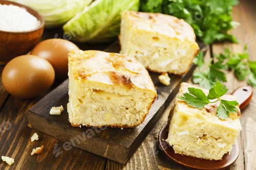Preview: Pie With Cabbage And Eggs On The Table