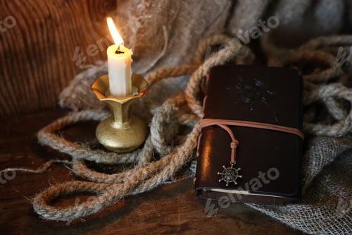 Preview: Retro Book Candle And Feather
