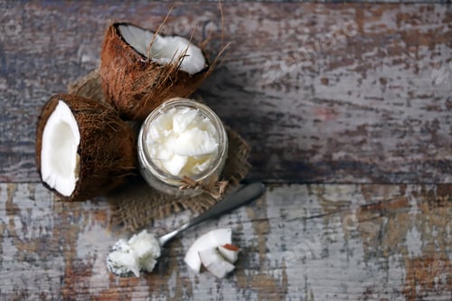Preview: Coconut Oil. Coconut In Half. Healthy Diet. Vegan Diet.