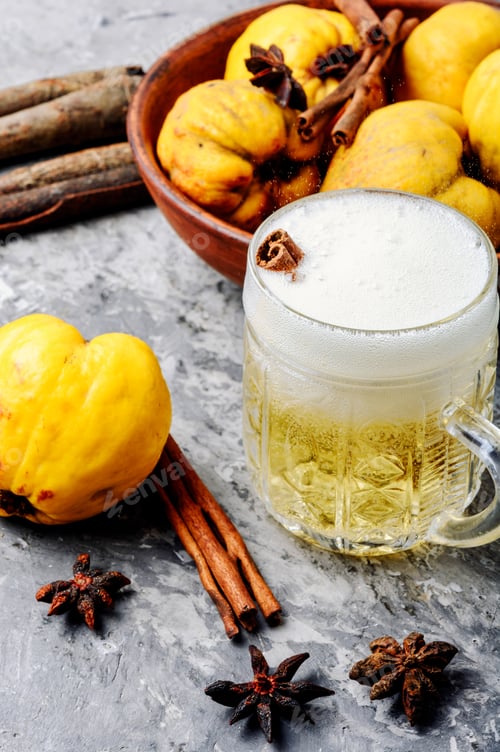Preview: Apple Cider With Fresh Apples On Rustic Background.Apple Cider Cocktail
