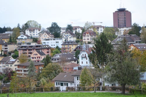 Preview: View Of Lucerne From A Hill On The Modern Residential District, Switzerland.