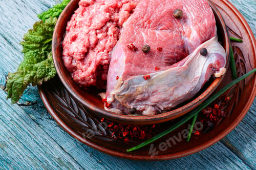 Preview: Fresh Raw Meat And Minced Beef.Raw Uncooked Beef