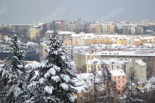 Preview: View Of Prague City From Vysehrad Hill At Winter