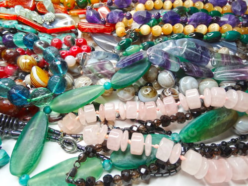 Preview: Jewelry Background Fashion Beads Necklace With Bright Crystals