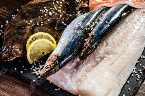Preview: Raw Fish On Cutting Board