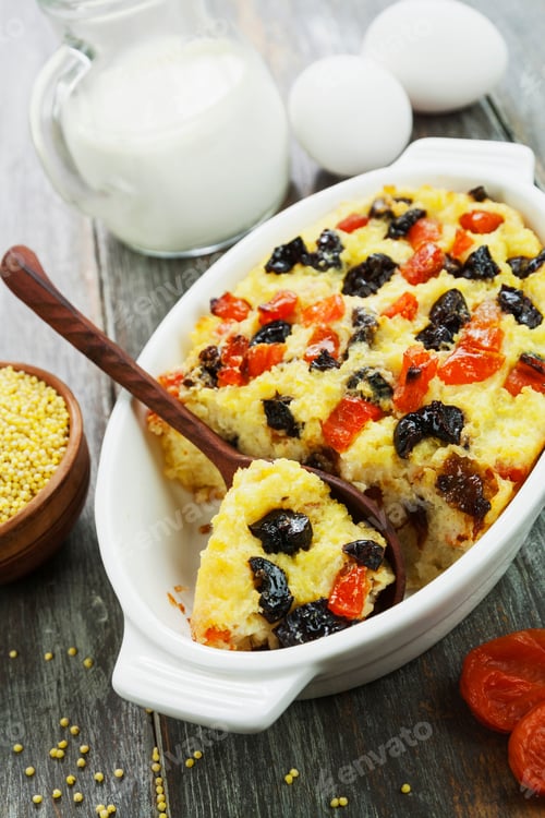 Preview: Millet Casserole With Dried Fruits On The Table