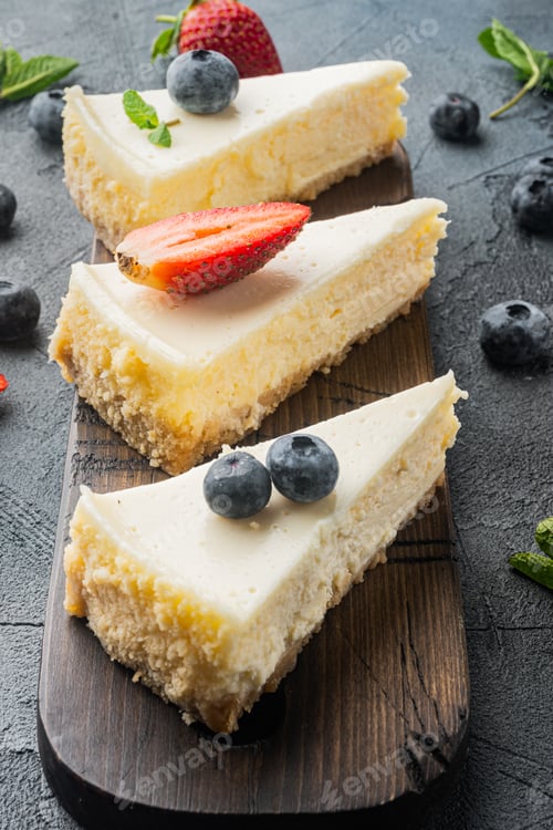 Preview: Homemade Cheesecake With Fresh Berrie, On Gray Background