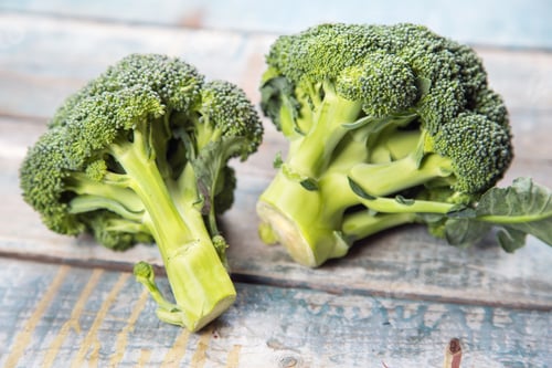 Preview: Fresh Ripe Cabbage Of Broccoli On A Wooden Background