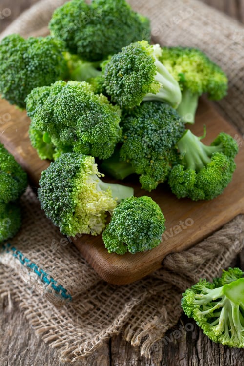 Preview: Fresh Broccoli On Wooden Surface