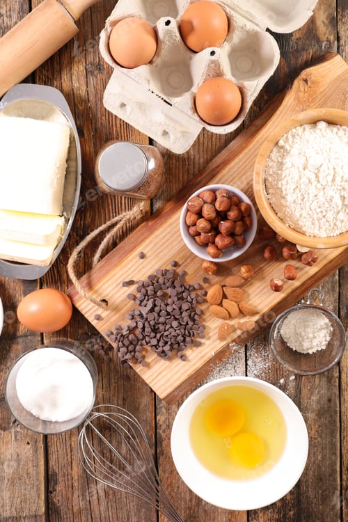 Preview: Baking Food Ingredient With Flour, Egg, Chocolate, Butter
