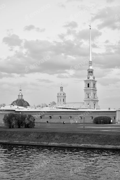 Preview: Peter And Paul Fortress In St.Petersburg, Russia. Black And White.