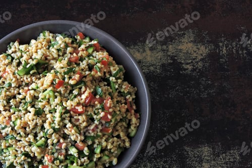 Preview: Arab Salad With Bulgur, Parsley And Vegetables. Middle Eastern Cuisine.