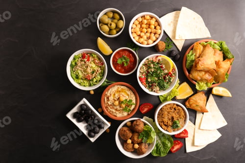 Preview: Assorted Of Lebanese Dish, Traditional Food Assortment